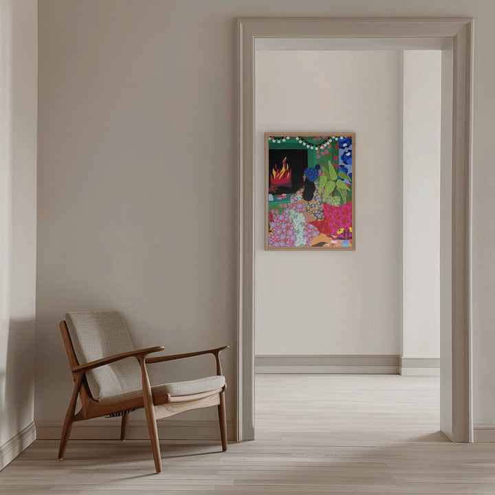 9933x14043 Din 104 Relaxing In Front of My Fireplace - Stretched Canvas, Poster or Fine Art Print I Heart Wall Art