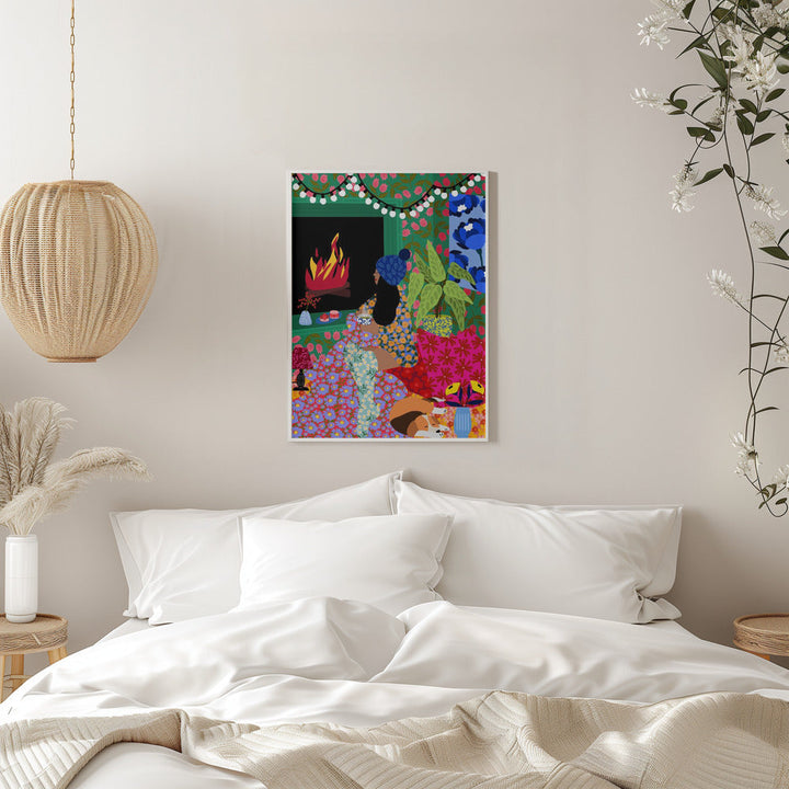 9933x14043 Din 104 Relaxing In Front of My Fireplace - Stretched Canvas, Poster or Fine Art Print I Heart Wall Art