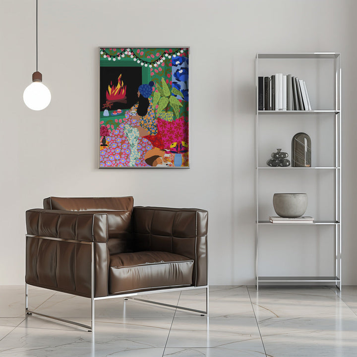 9933x14043 Din 104 Relaxing In Front of My Fireplace - Stretched Canvas, Poster or Fine Art Print I Heart Wall Art