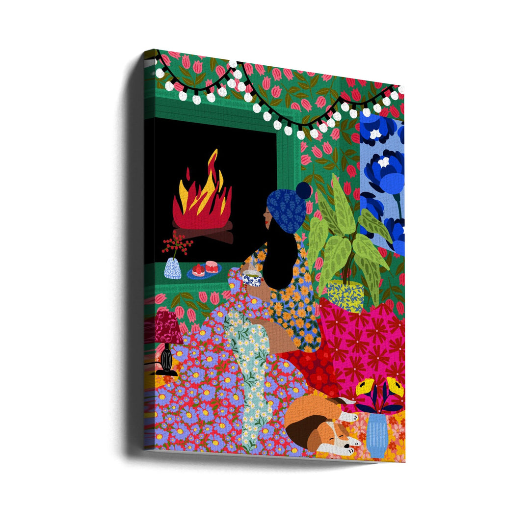 9933x14043 Din 104 Relaxing In Front of My Fireplace - Stretched Canvas, Poster or Fine Art Print I Heart Wall Art