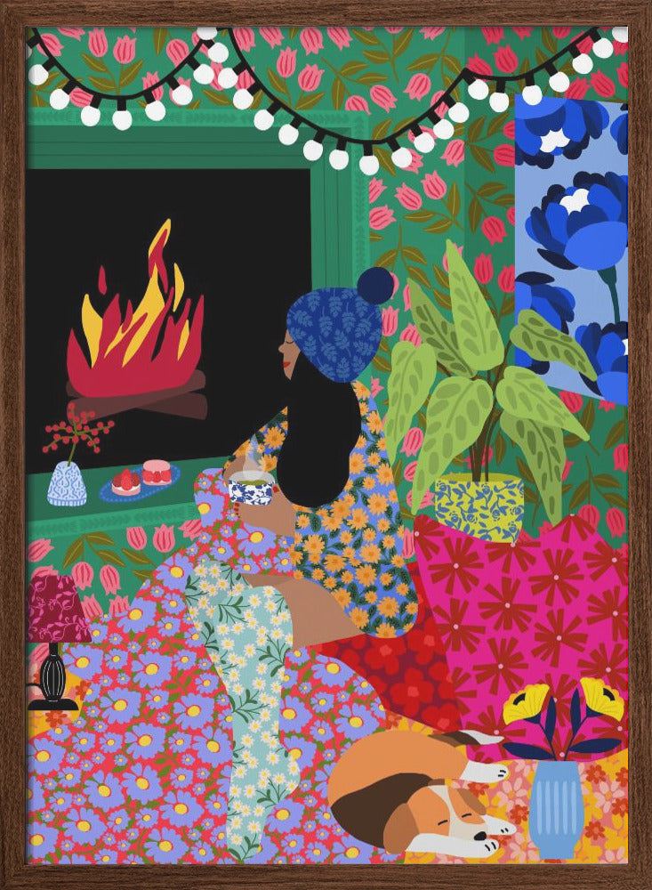 9933x14043 Din 104 Relaxing In Front of My Fireplace - Stretched Canvas, Poster or Fine Art Print I Heart Wall Art