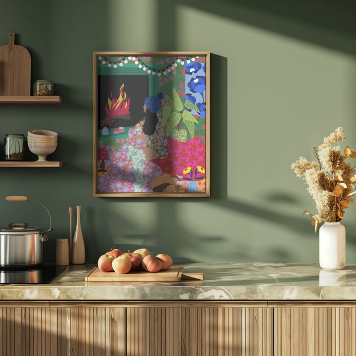 9933x14043 Din 104 Relaxing In Front of My Fireplace - Stretched Canvas, Poster or Fine Art Print I Heart Wall Art