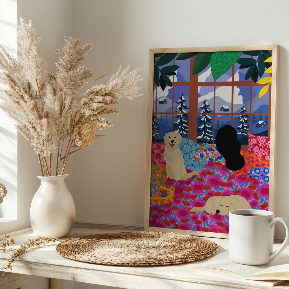 9933x14043 Din 107 In Bed Looking At the View - Stretched Canvas, Poster or Fine Art Print I Heart Wall Art