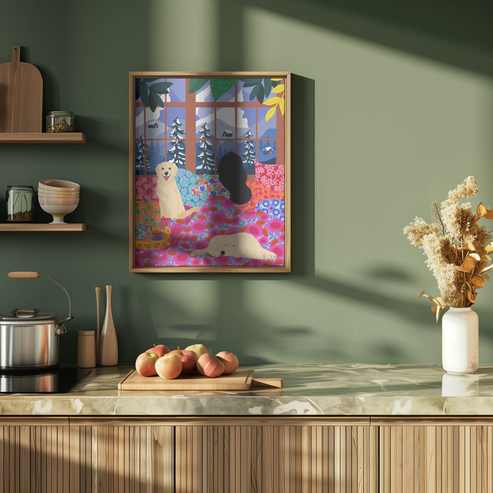 9933x14043 Din 107 In Bed Looking At the View - Stretched Canvas, Poster or Fine Art Print I Heart Wall Art