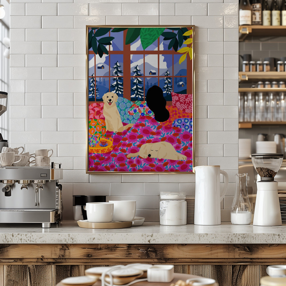 9933x14043 Din 107 In Bed Looking At the View - Stretched Canvas, Poster or Fine Art Print I Heart Wall Art
