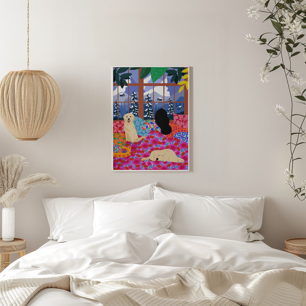 9933x14043 Din 107 In Bed Looking At the View - Stretched Canvas, Poster or Fine Art Print I Heart Wall Art
