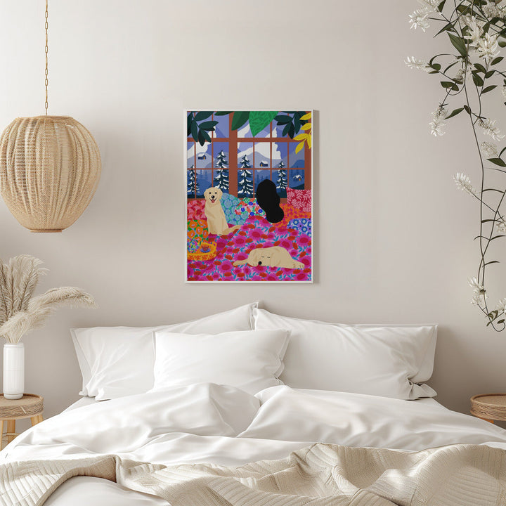 9933x14043 Din 107 In Bed Looking At the View - Stretched Canvas, Poster or Fine Art Print I Heart Wall Art