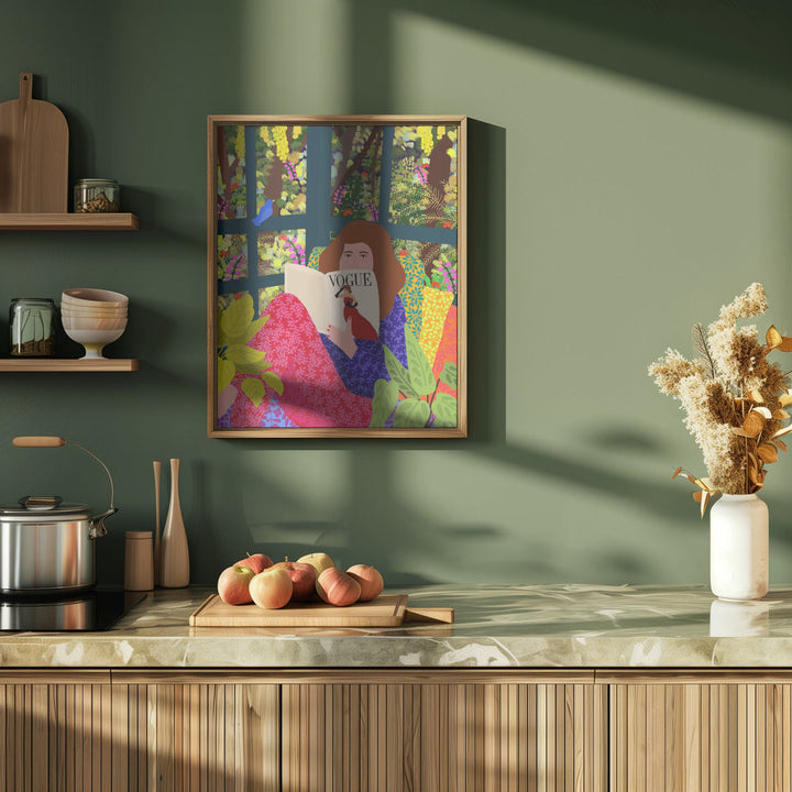 9933x14043 Din 129 Reading My Favorite Magazine - Stretched Canvas, Poster or Fine Art Print I Heart Wall Art