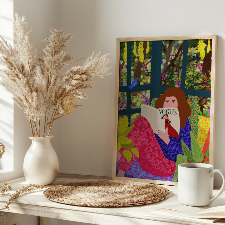 9933x14043 Din 129 Reading My Favorite Magazine - Stretched Canvas, Poster or Fine Art Print I Heart Wall Art