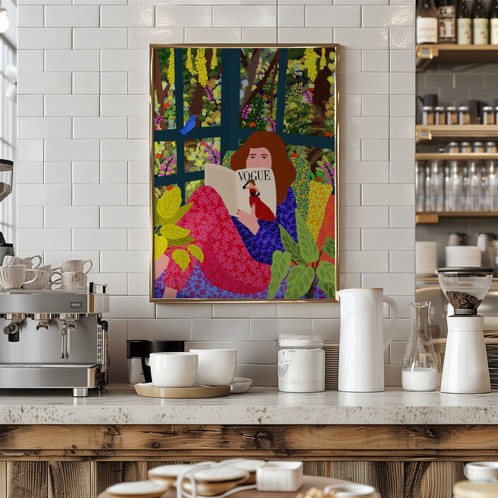 9933x14043 Din 129 Reading My Favorite Magazine - Stretched Canvas, Poster or Fine Art Print I Heart Wall Art