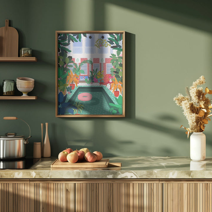 9933x14043 Din 131 Enjoying the Pool - Stretched Canvas, Poster or Fine Art Print I Heart Wall Art