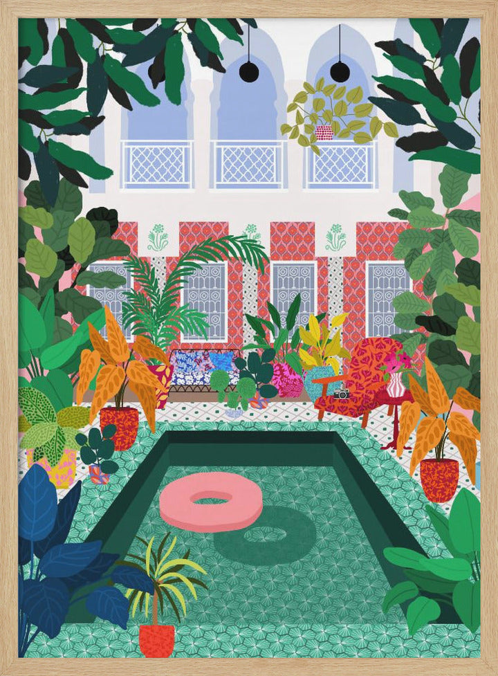 9933x14043 Din 131 Enjoying the Pool - Stretched Canvas, Poster or Fine Art Print I Heart Wall Art