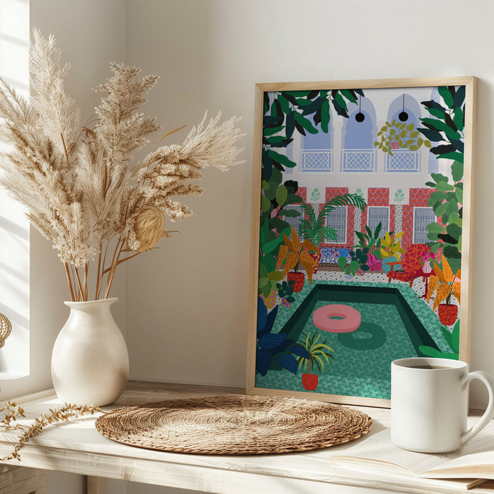 9933x14043 Din 131 Enjoying the Pool - Stretched Canvas, Poster or Fine Art Print I Heart Wall Art