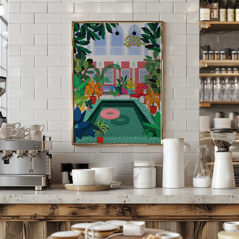 9933x14043 Din 131 Enjoying the Pool - Stretched Canvas, Poster or Fine Art Print I Heart Wall Art