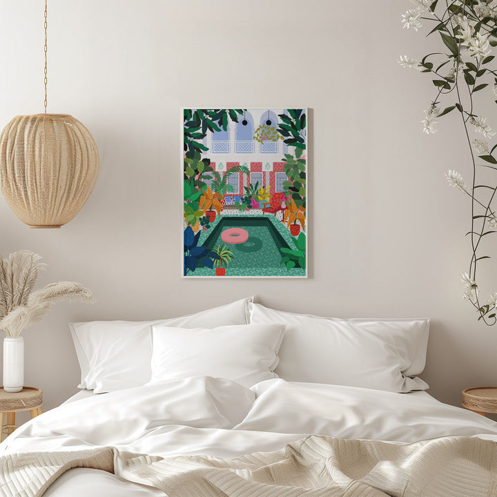 9933x14043 Din 131 Enjoying the Pool - Stretched Canvas, Poster or Fine Art Print I Heart Wall Art