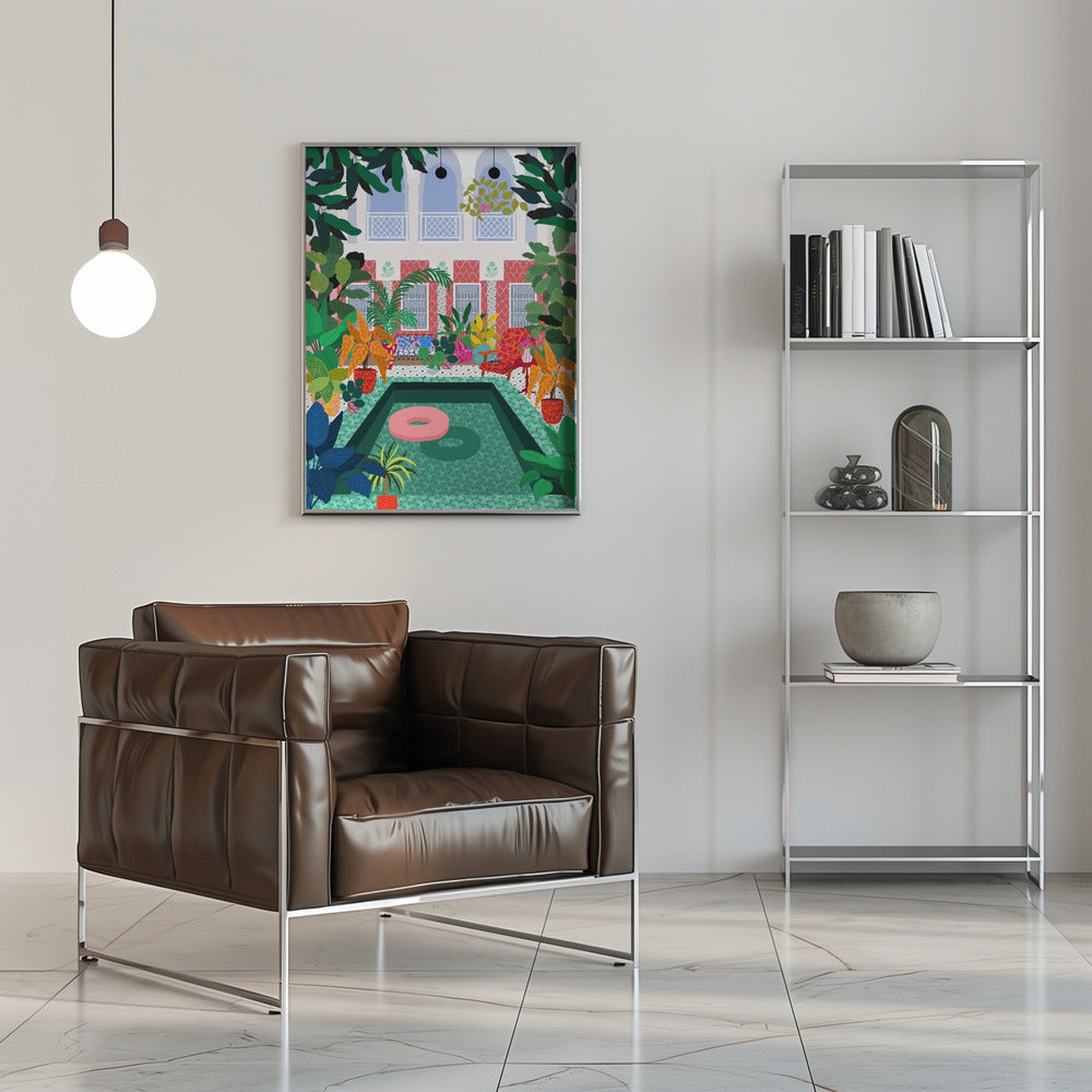 9933x14043 Din 131 Enjoying the Pool - Stretched Canvas, Poster or Fine Art Print I Heart Wall Art