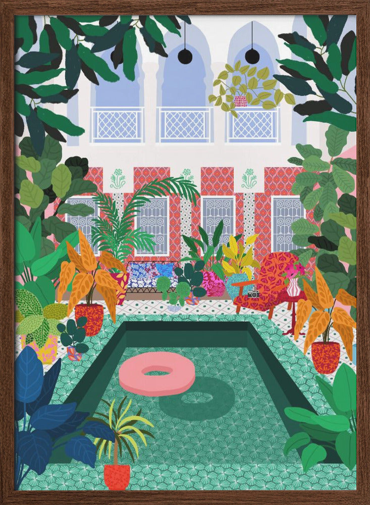 9933x14043 Din 131 Enjoying the Pool - Stretched Canvas, Poster or Fine Art Print I Heart Wall Art