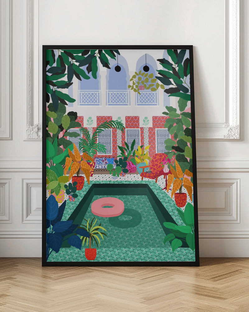 9933x14043 Din 131 Enjoying the Pool - Stretched Canvas, Poster or Fine Art Print I Heart Wall Art