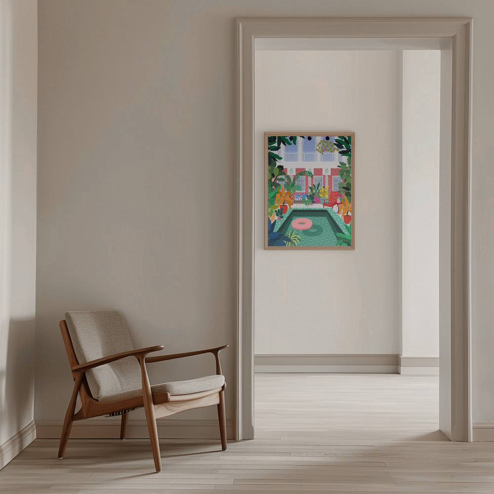 9933x14043 Din 131 Enjoying the Pool - Stretched Canvas, Poster or Fine Art Print I Heart Wall Art