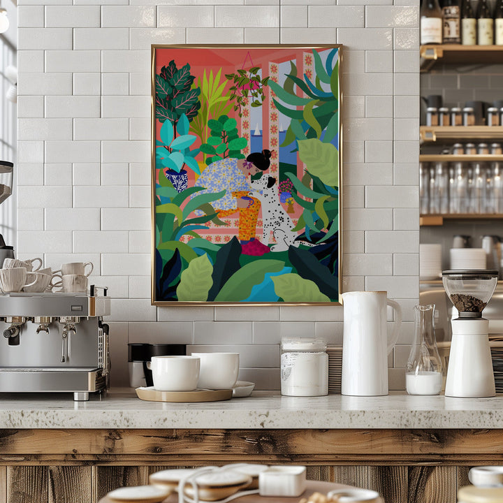 9933x14043 Din 136 Girl With Doggie.png - Stretched Canvas, Poster or Fine Art Print I Heart Wall Art