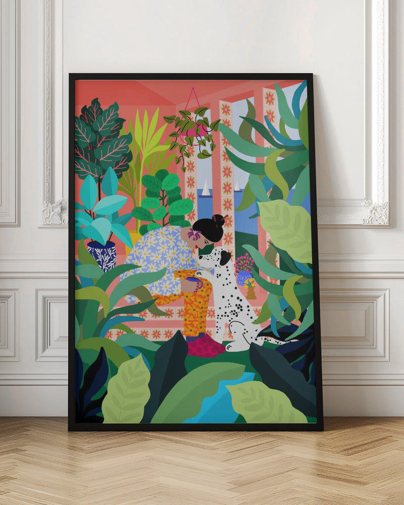 9933x14043 Din 136 Girl With Doggie.png - Stretched Canvas, Poster or Fine Art Print I Heart Wall Art
