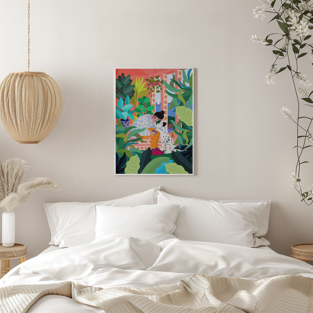 9933x14043 Din 136 Girl With Doggie.png - Stretched Canvas, Poster or Fine Art Print I Heart Wall Art