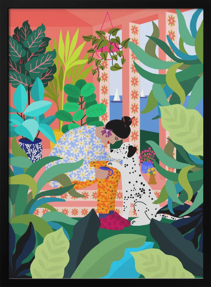 9933x14043 Din 136 Girl With Doggie.png - Stretched Canvas, Poster or Fine Art Print I Heart Wall Art
