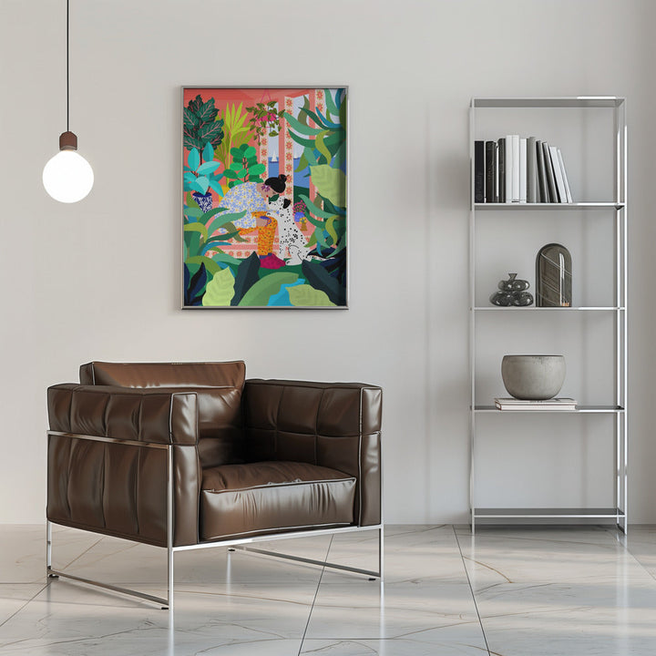 9933x14043 Din 136 Girl With Doggie.png - Stretched Canvas, Poster or Fine Art Print I Heart Wall Art