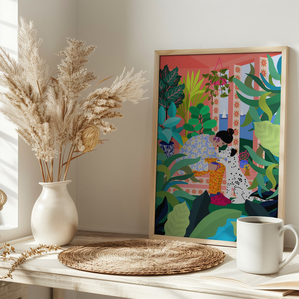 9933x14043 Din 136 Girl With Doggie.png - Stretched Canvas, Poster or Fine Art Print I Heart Wall Art