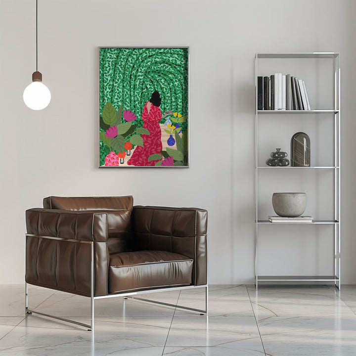 9933x14043 Din 74 Girl At Her Garden - Stretched Canvas, Poster or Fine Art Print I Heart Wall Art