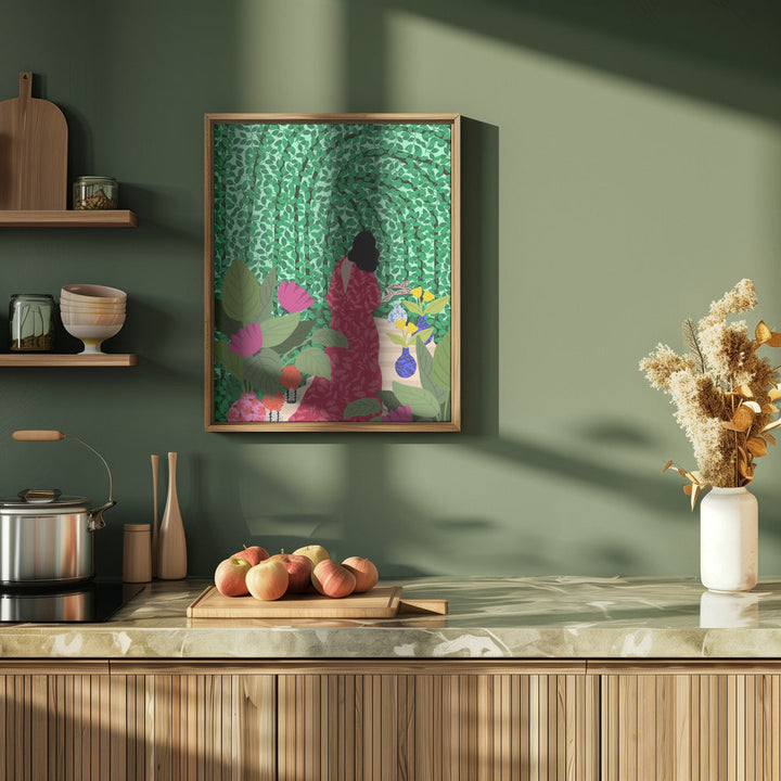 9933x14043 Din 74 Girl At Her Garden - Stretched Canvas, Poster or Fine Art Print I Heart Wall Art