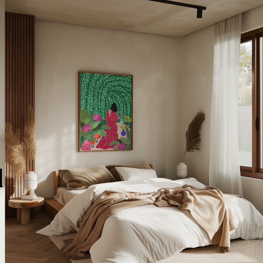 9933x14043 Din 74 Girl At Her Garden - Stretched Canvas, Poster or Fine Art Print I Heart Wall Art