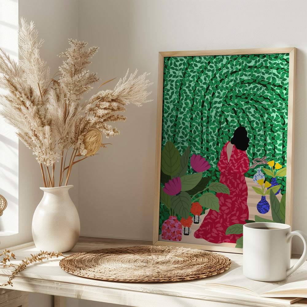 9933x14043 Din 74 Girl At Her Garden - Stretched Canvas, Poster or Fine Art Print I Heart Wall Art