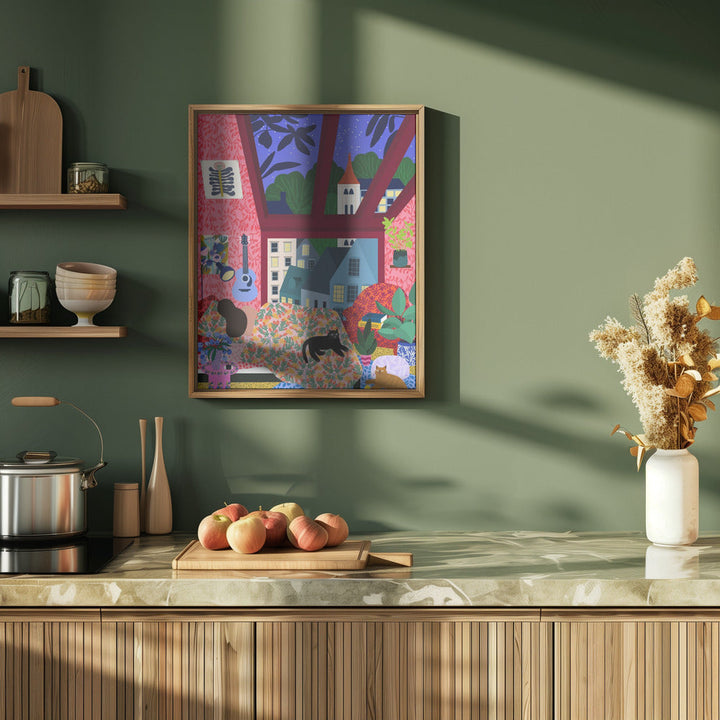 9933x14043 Din Sleeping 142 With a View.png - Stretched Canvas, Poster or Fine Art Print I Heart Wall Art