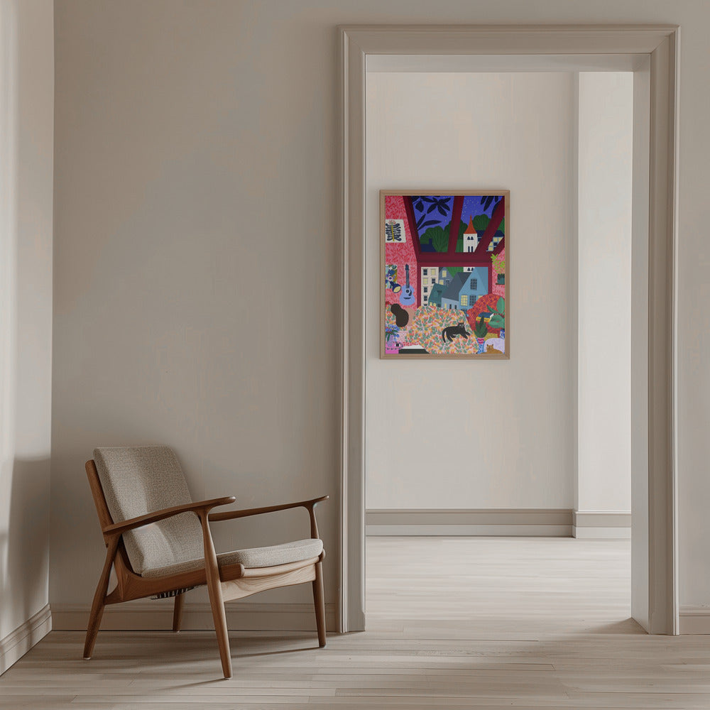 9933x14043 Din Sleeping 142 With a View.png - Stretched Canvas, Poster or Fine Art Print I Heart Wall Art