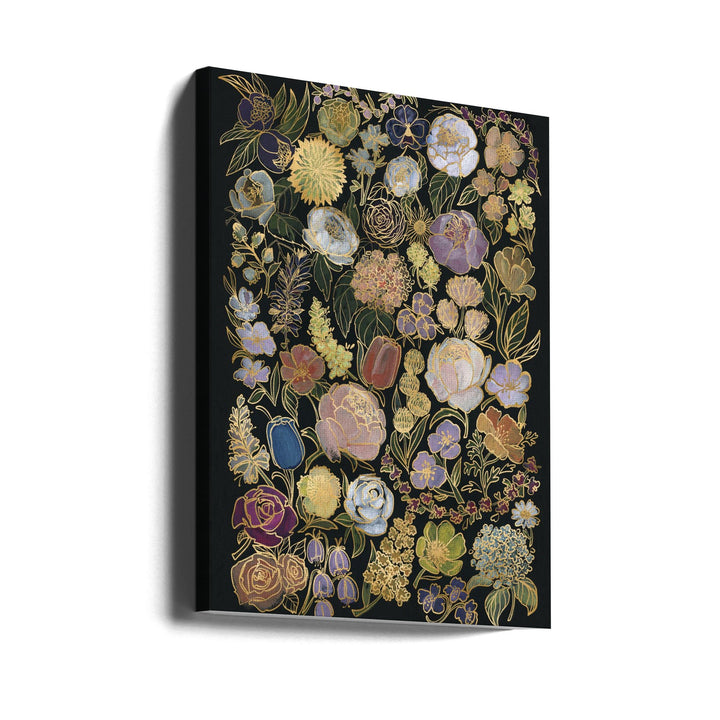 Ragni moody flowers in gold - Stretched Canvas, Poster or Fine Art Print I Heart Wall Art