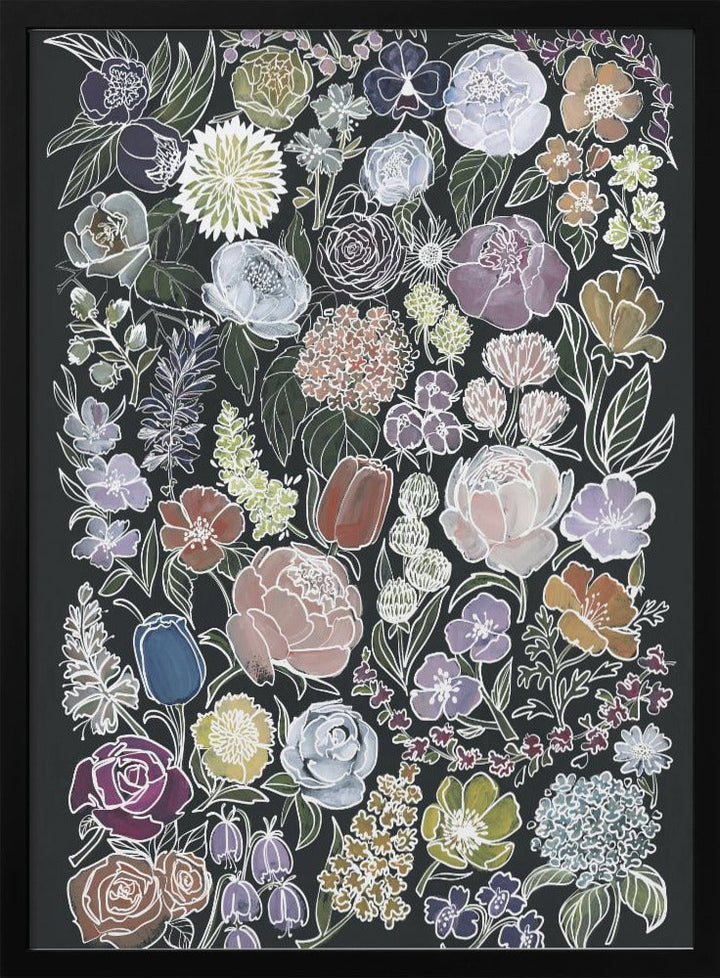 Ragni moody flowers in white - Stretched Canvas, Poster or Fine Art Print I Heart Wall Art