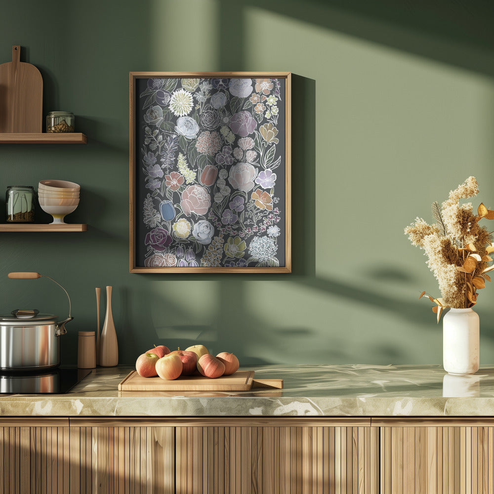 Ragni moody flowers in white - Stretched Canvas, Poster or Fine Art Print I Heart Wall Art