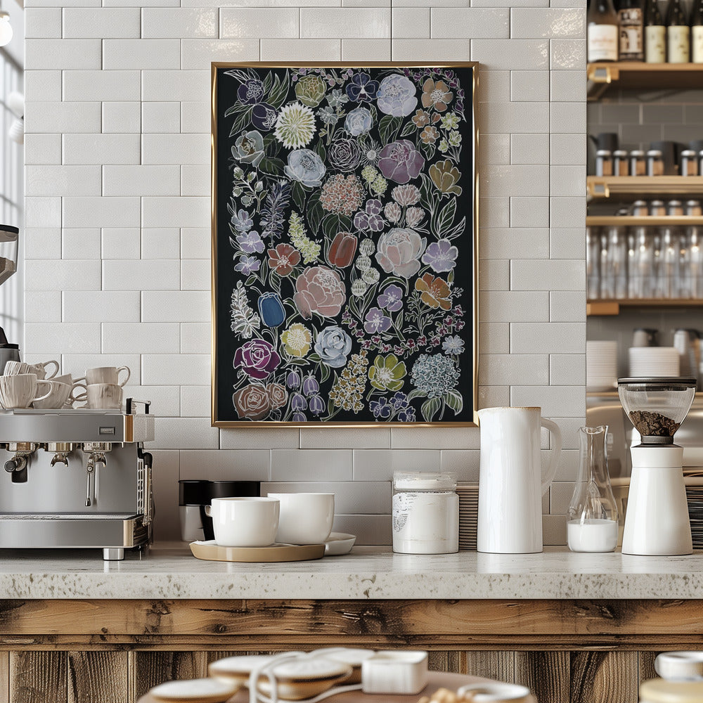 Ragni moody flowers in white - Stretched Canvas, Poster or Fine Art Print I Heart Wall Art
