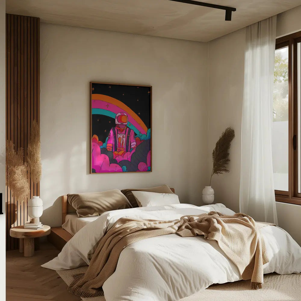 Rainbow Astronaut - Stretched Canvas, Poster or Fine Art Print I Heart Wall Art