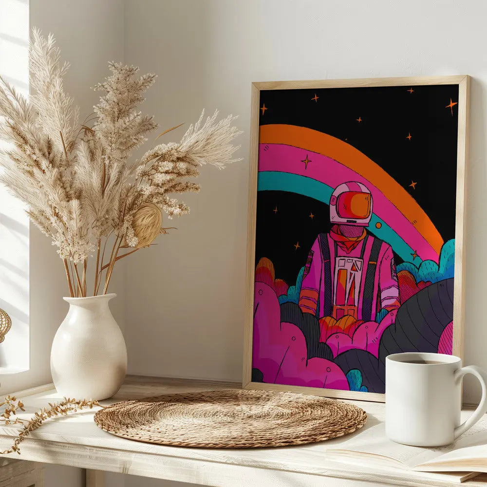 Rainbow Astronaut - Stretched Canvas, Poster or Fine Art Print I Heart Wall Art