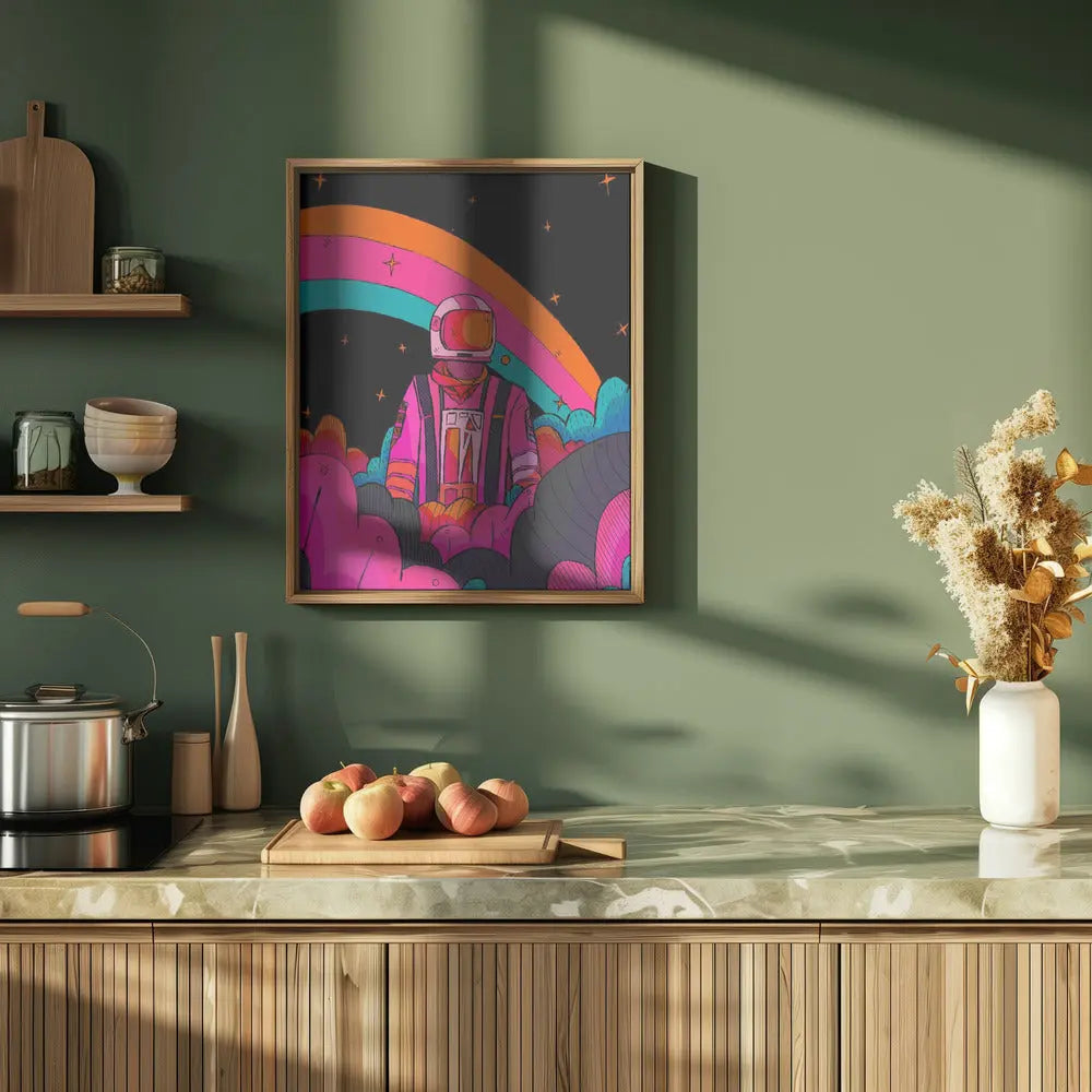 Rainbow Astronaut - Stretched Canvas, Poster or Fine Art Print I Heart Wall Art