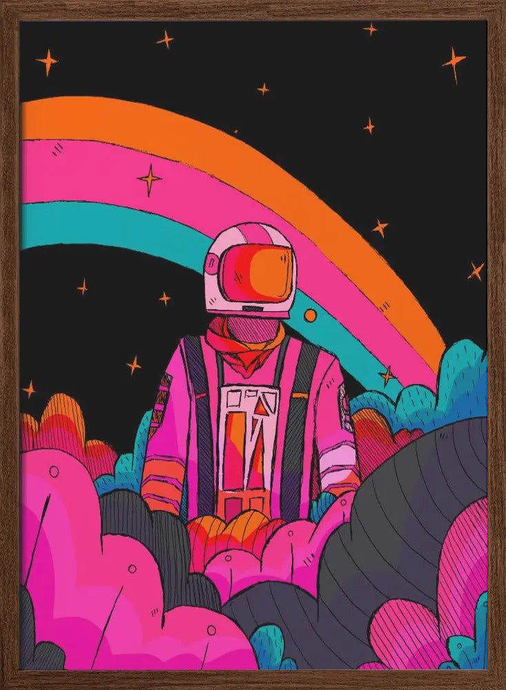 Rainbow Astronaut - Stretched Canvas, Poster or Fine Art Print I Heart Wall Art
