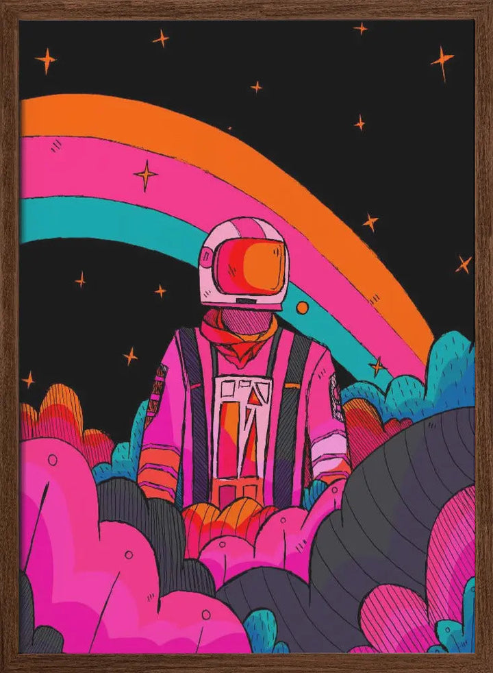 Rainbow Astronaut - Stretched Canvas, Poster or Fine Art Print I Heart Wall Art