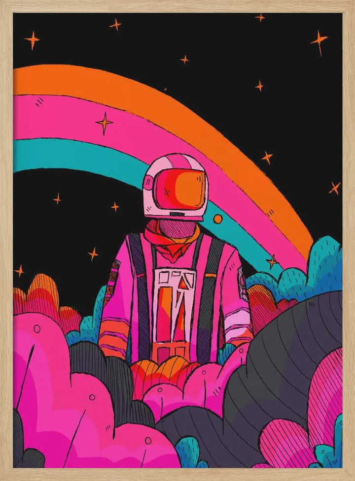 Rainbow Astronaut - Stretched Canvas, Poster or Fine Art Print I Heart Wall Art