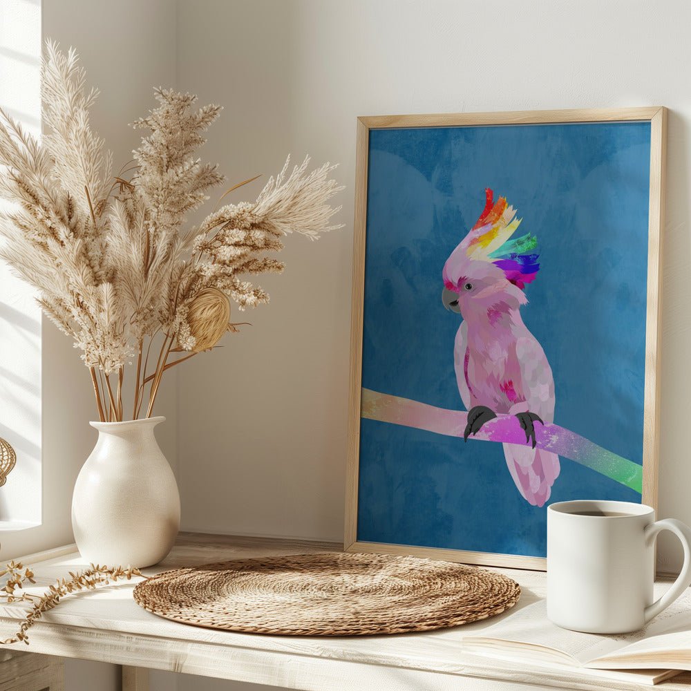 Rainbow Cockatoo Blue - Stretched Canvas, Poster or Fine Art Print - I Heart Wall Art - Poster Print, Canvas Print or Framed Art Print