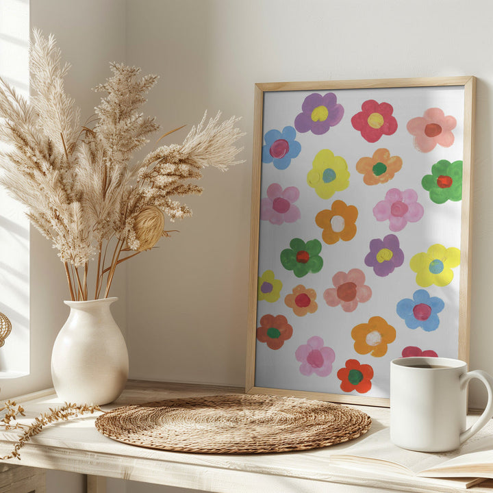 Rainbow Daisies - Stretched Canvas, Poster or Fine Art Print I Heart Wall Art