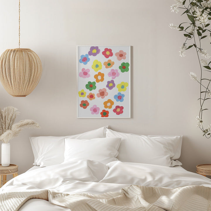 Rainbow Daisies - Stretched Canvas, Poster or Fine Art Print I Heart Wall Art