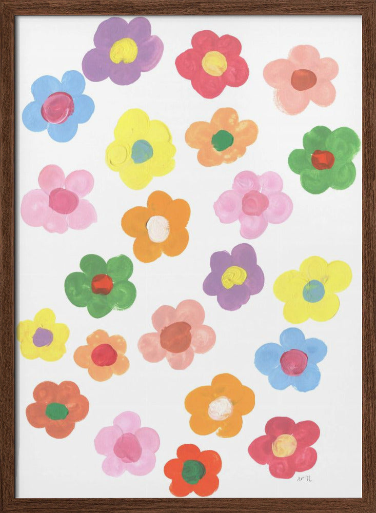 Rainbow Daisies - Stretched Canvas, Poster or Fine Art Print I Heart Wall Art