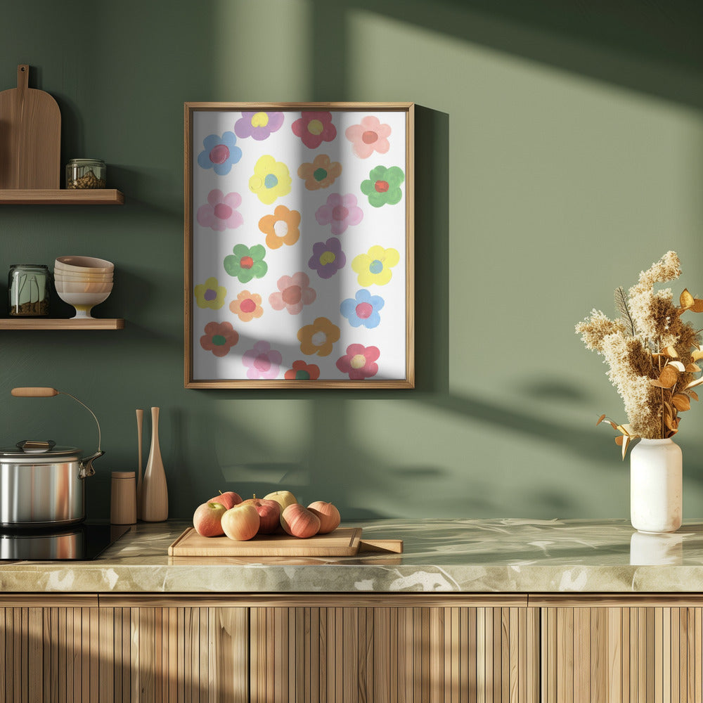 Rainbow Daisies - Stretched Canvas, Poster or Fine Art Print I Heart Wall Art
